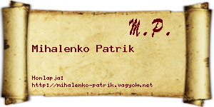 Mihalenko Patrik névjegykártya